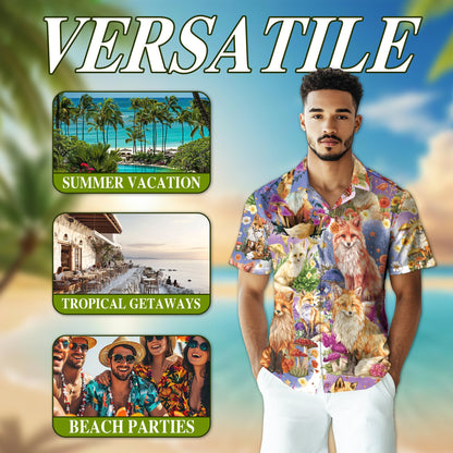 Fox Into Spring Hawaiian Shirt for Men, Button Down Aloha Shirt - Azhawaiian