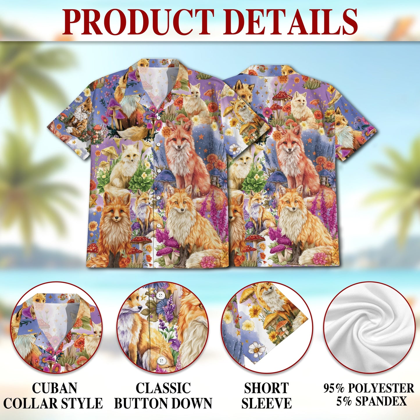 Fox Into Spring Hawaiian Shirt for Men, Button Down Aloha Shirt - Azhawaiian