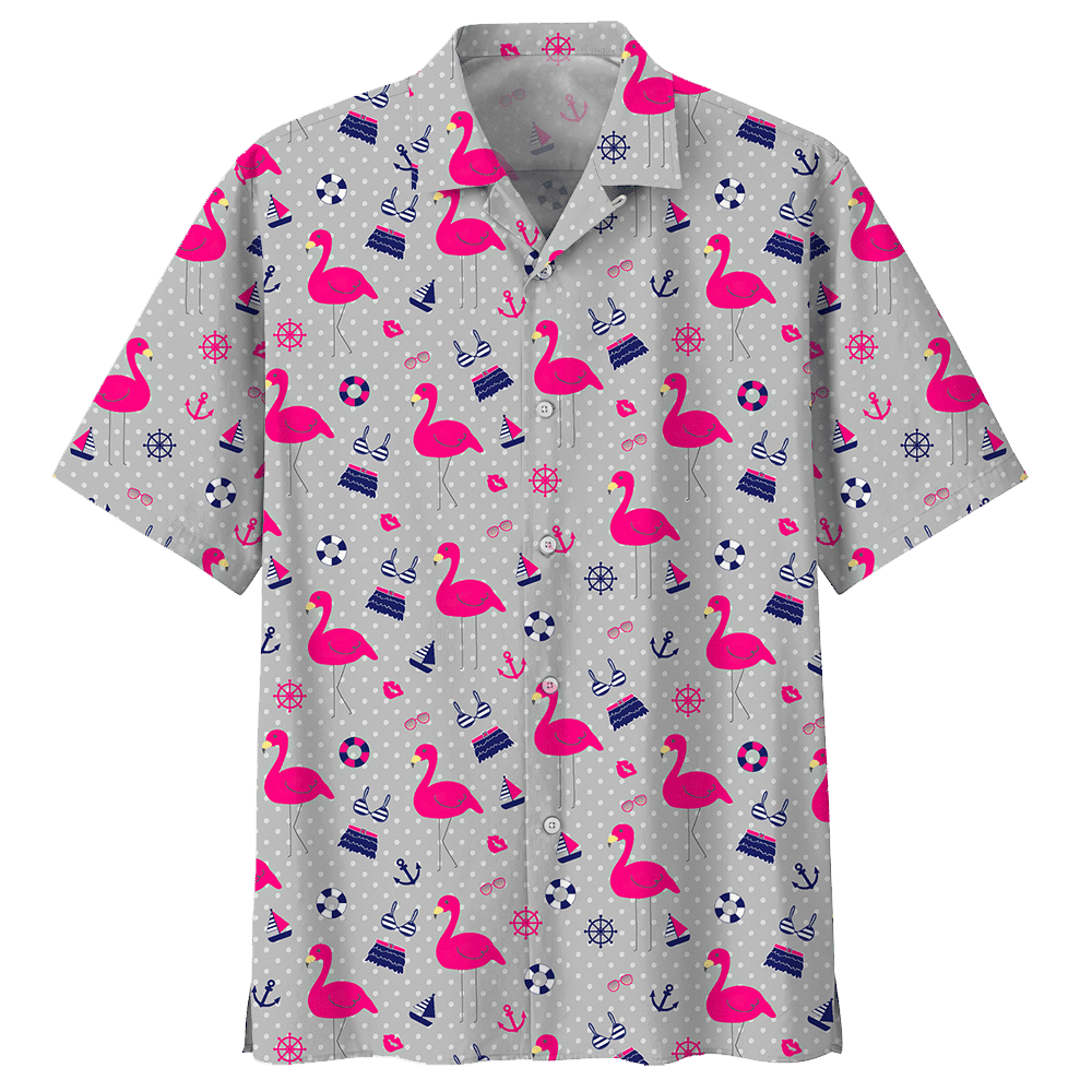 Flamingo  Gray Gray Unisex Hawaiian Shirt For Men And Women Dhc17063842