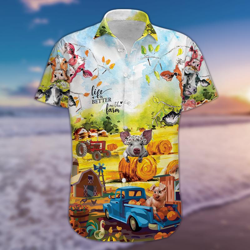 Cute - Life is better on a farm Hawaiian Aloha Shirts #020321h