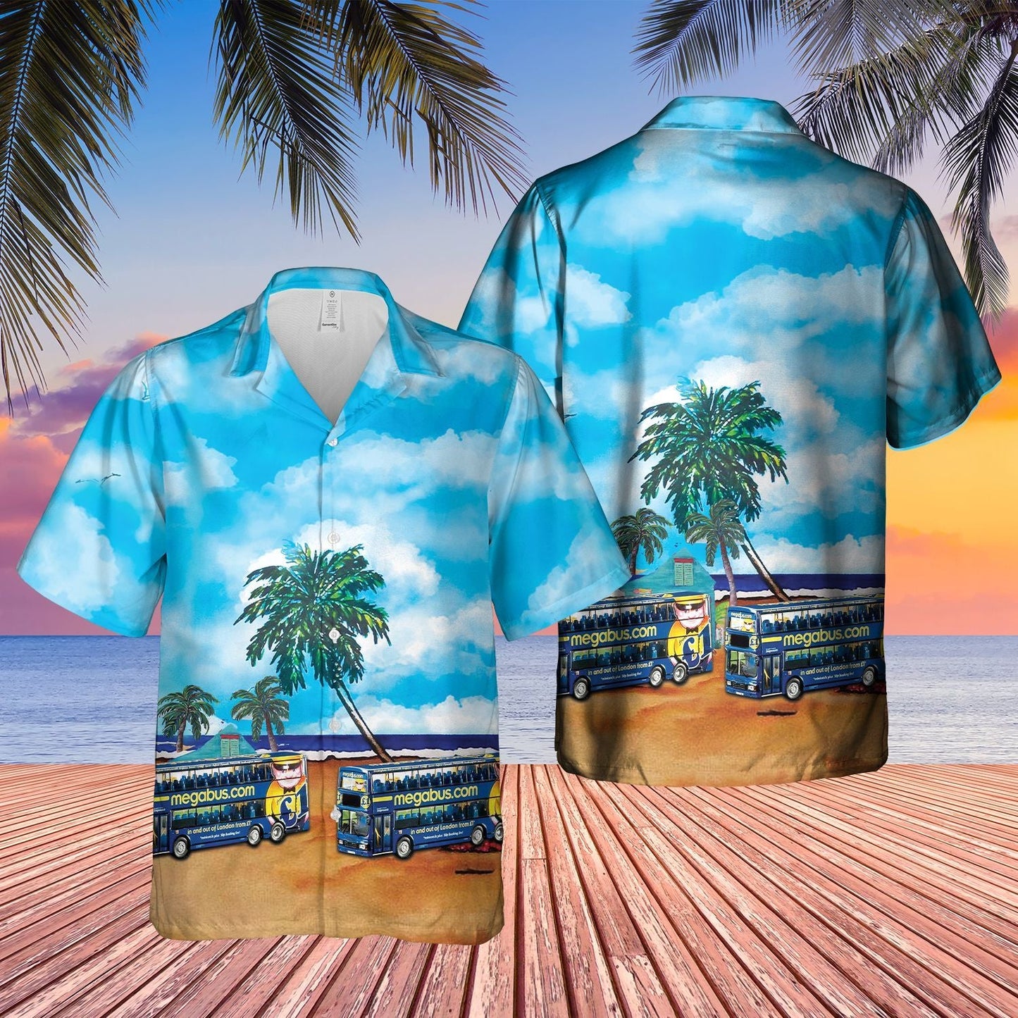 Doubledecker Bus Megabus  Blue Awesome Design Unisex Hawaiian Shirt For Men And Women Dhc17063182