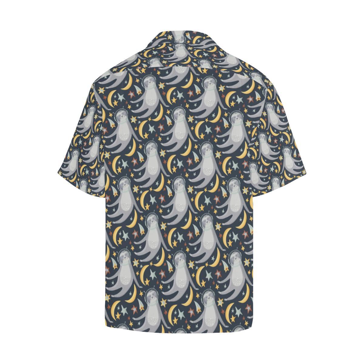 Sloth Astronaut Pattern Mens All Over Print Hawaiian Shirt