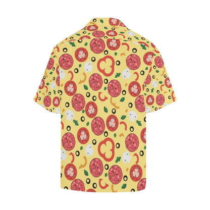 Pizza Tomato Salami Texture Pattern Mens All Over Print Hawaiian Shirt