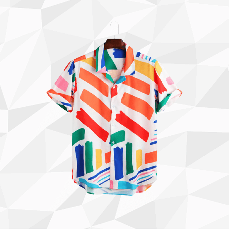 Colorful Rainbox Diagonal Stripes Unisex Hawaiian Shirts #V