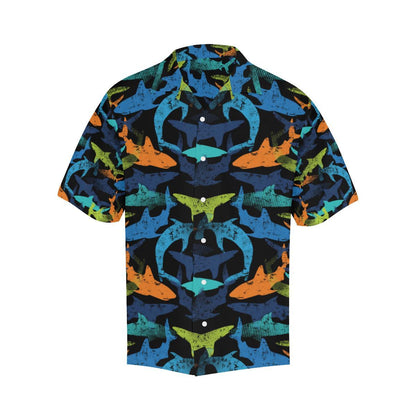 Colorful Shark Mens All Over Print Hawaiian Shirt