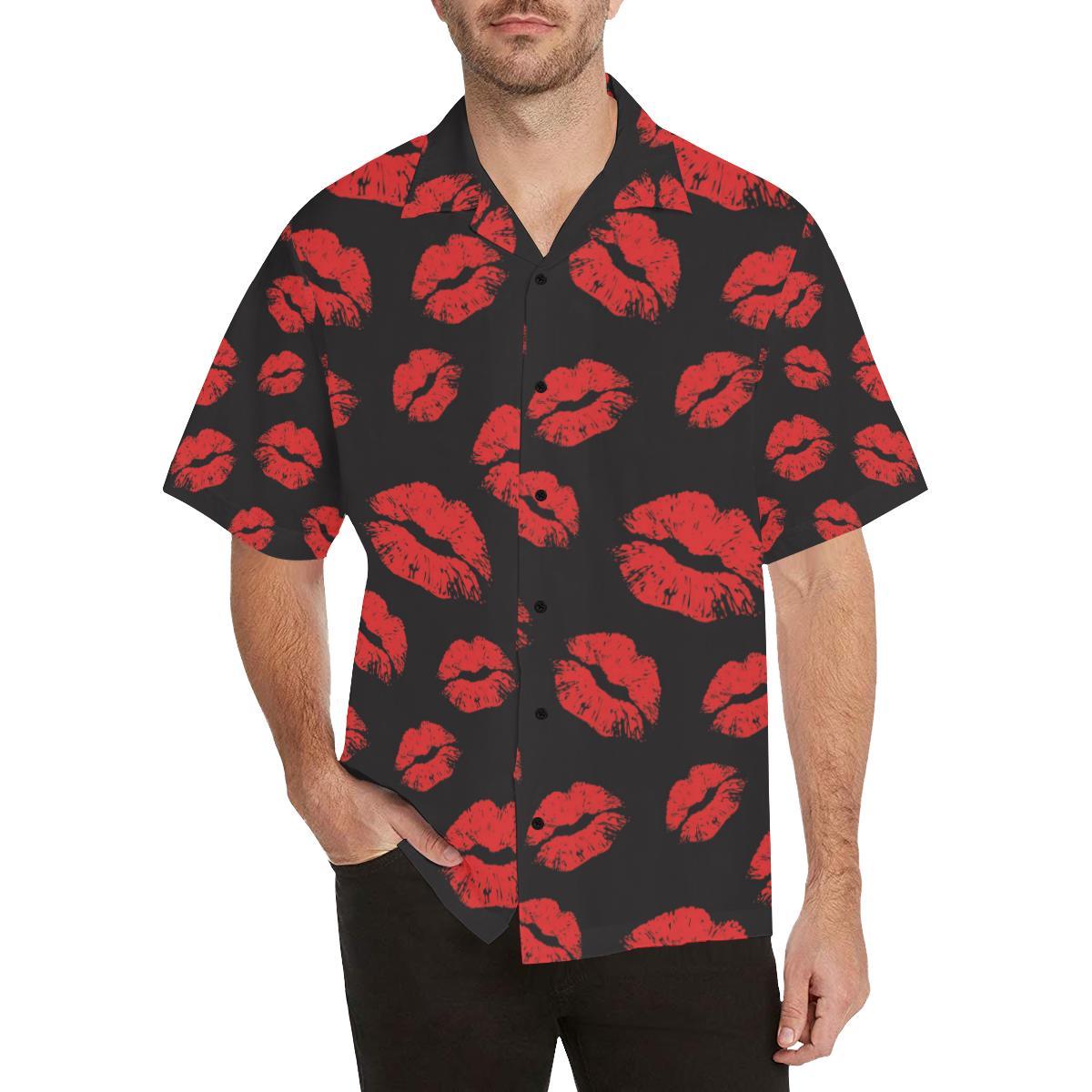 Lip Red Pattern Print Design Hawaiian Shirt