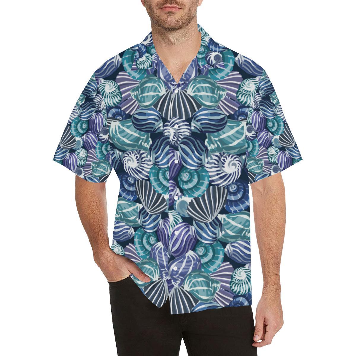 Shell Design Pattern Mens All Over Print Hawaiian Shirt