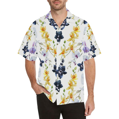 Orchid Pattern Background Mens All Over Print Hawaiian Shirt