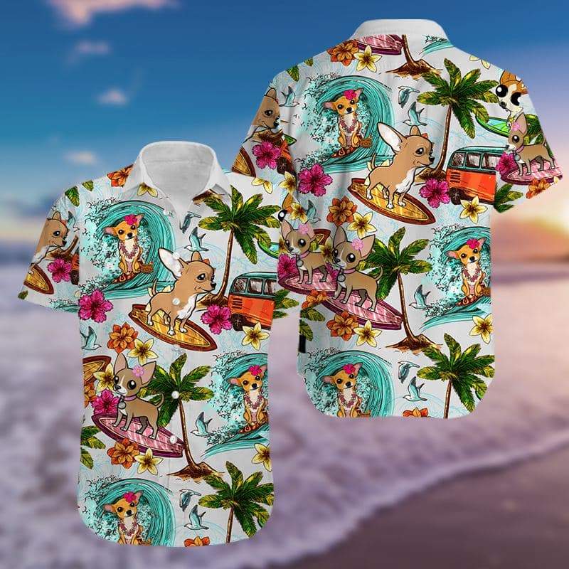 Beach Hawaii Chihuahua Tropical Hawaiian Shirts 