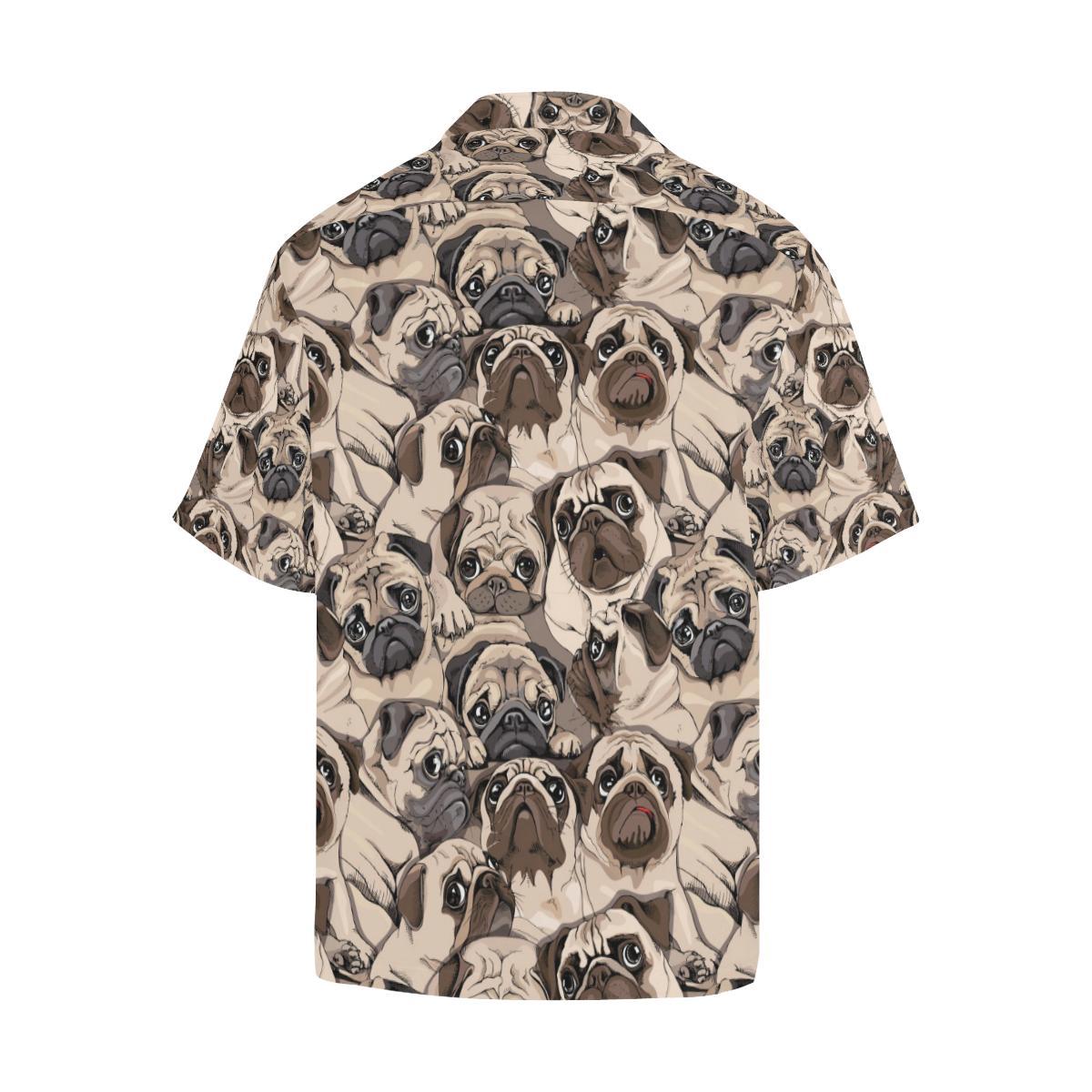 Pug Pattern Background Mens All Over Print Hawaiian Shirt