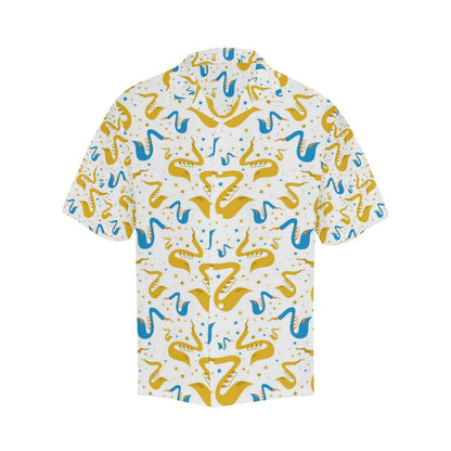 Saxophone Pattern Mens All Over Print Hawaiian Shirt