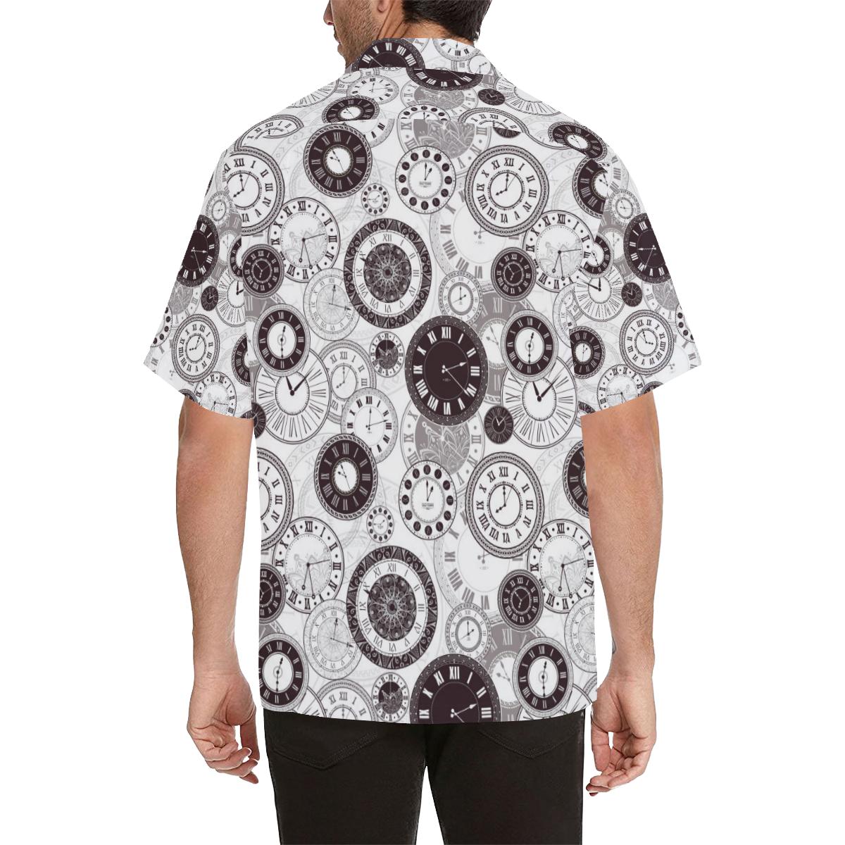 Classic Vintage Clock Pattern Mens All Over Print Hawaiian Shirt
