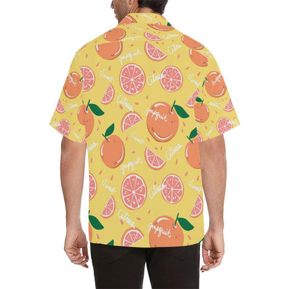 Grapefruit Yellow Background Mens All Over Print Hawaiian Shirt