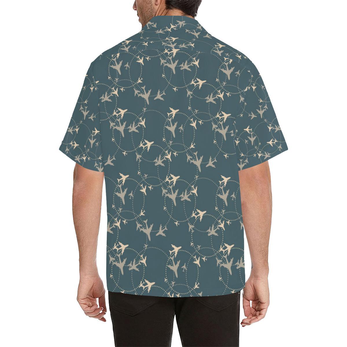 Airplane Circle Pattern Mens All Over Print Hawaiian Shirt