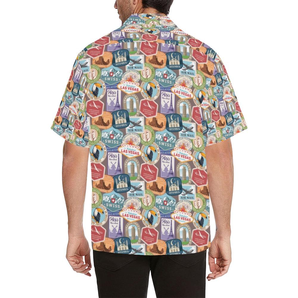Travel Stamp Print Design Hawaiian Shirt