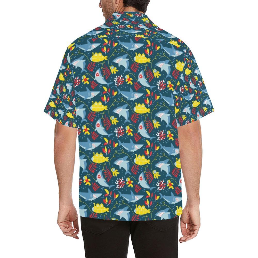 Scuba With Sharks Print Design Lks3 Hawaiian Shirt