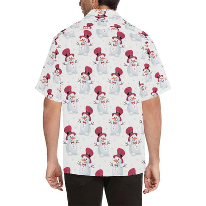 Cute Snowman Pattern Mens All Over Print Hawaiian Shirt