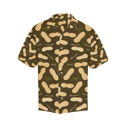 Peanut Pattern Green Background Mens All Over Print Hawaiian Shirt