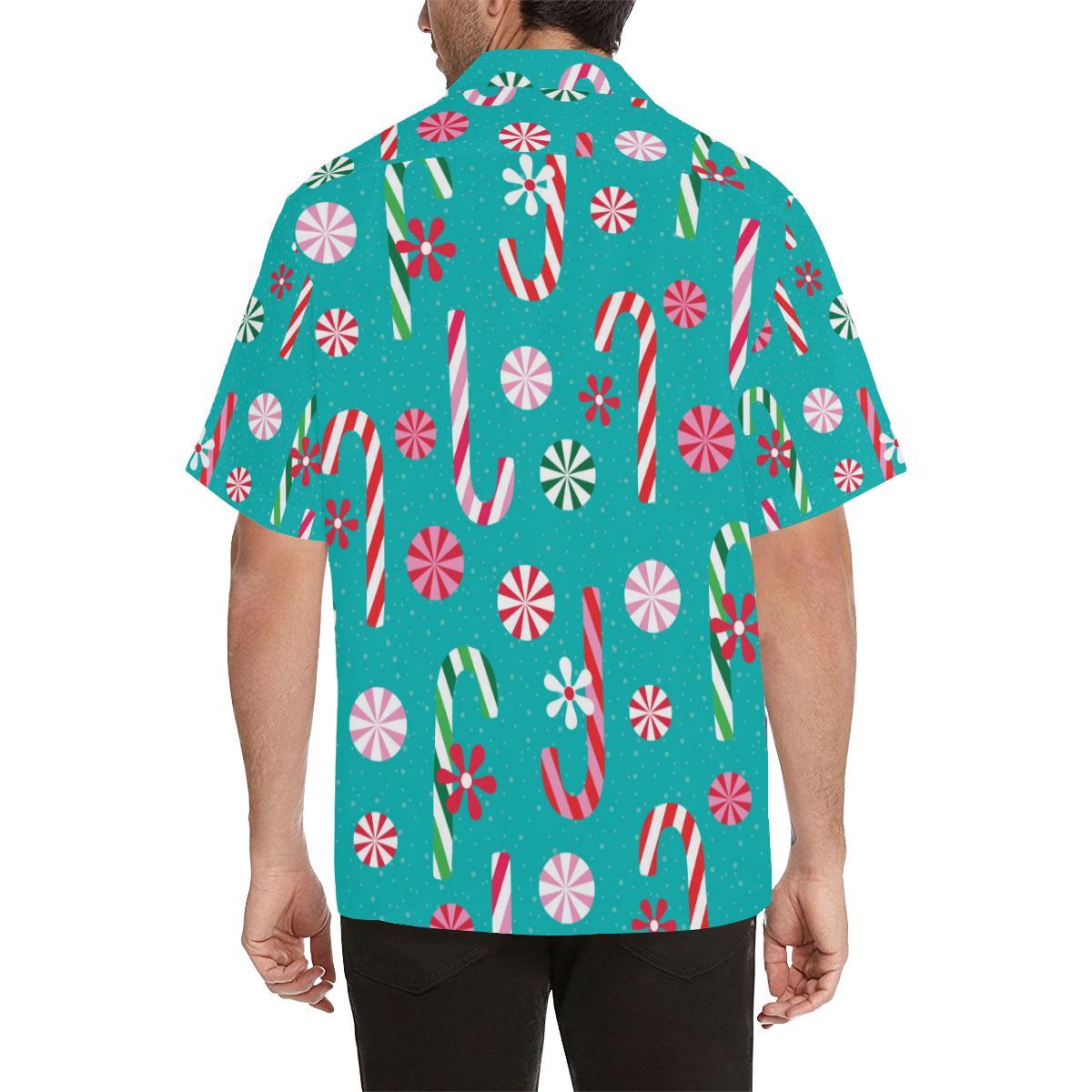 Christmas Candy Pattern Mens All Over Print Hawaiian Shirt