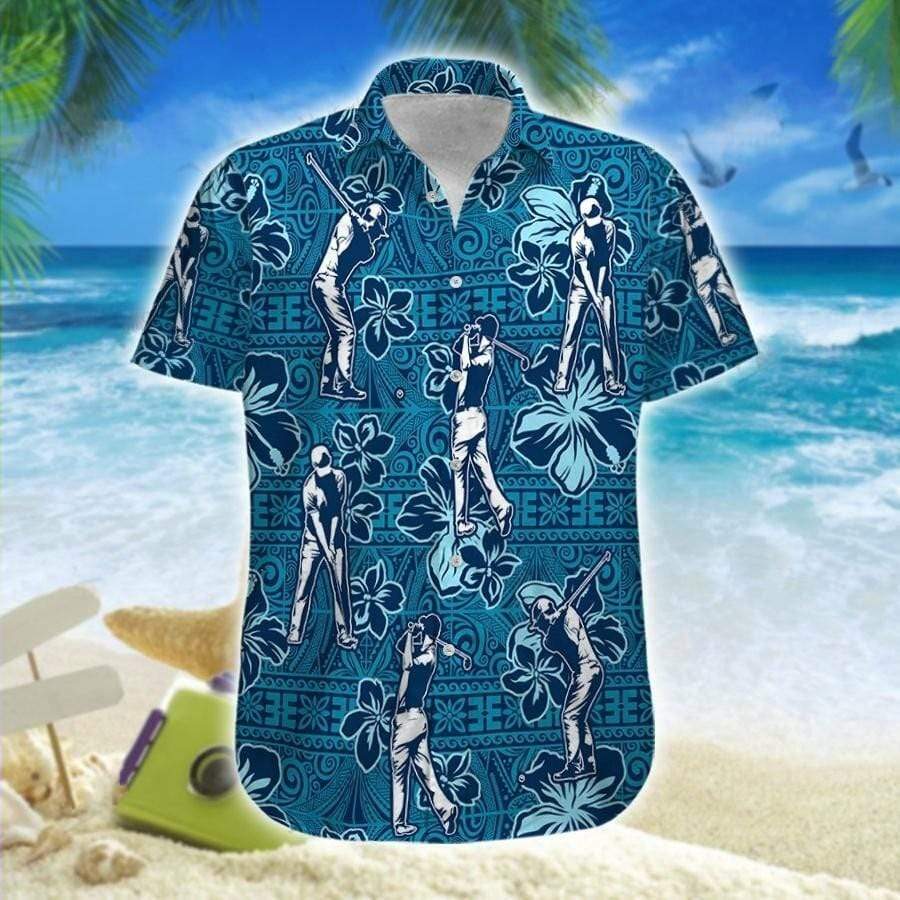 Hawaiian Aloha Shirts Golf Golfer Hibiscus