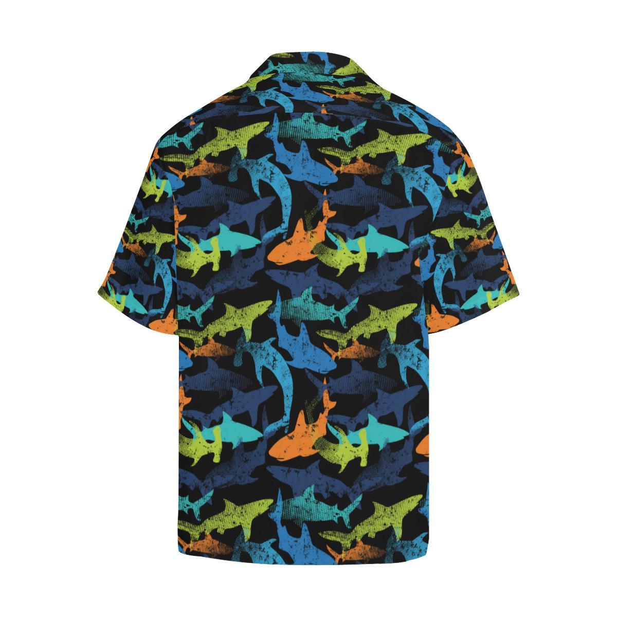 Colorful Shark Mens All Over Print Hawaiian Shirt