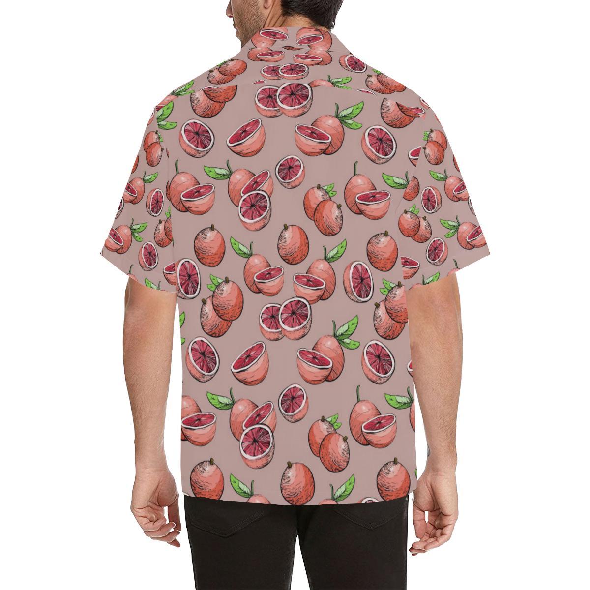 Grapefruit Pattern Background Mens All Over Print Hawaiian Shirt