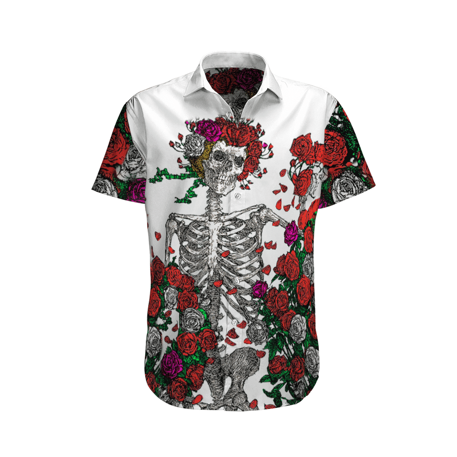 Hawaiian Aloha Shirts Gratefull Skull Flowers