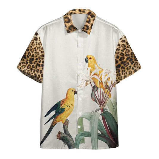  3D Parrot With Leopard Skin Tropical Hawaii Shirt