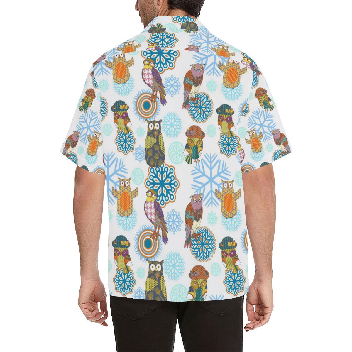 Owl Pattern Mens All Over Print Hawaiian Shirt