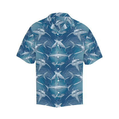 Shark Hand Drawn Mens All Over Print Hawaiian Shirt