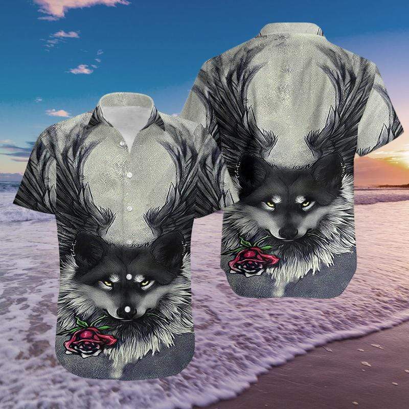 Hawaiian Aloha Shirts Wolf And Rose #2310DH