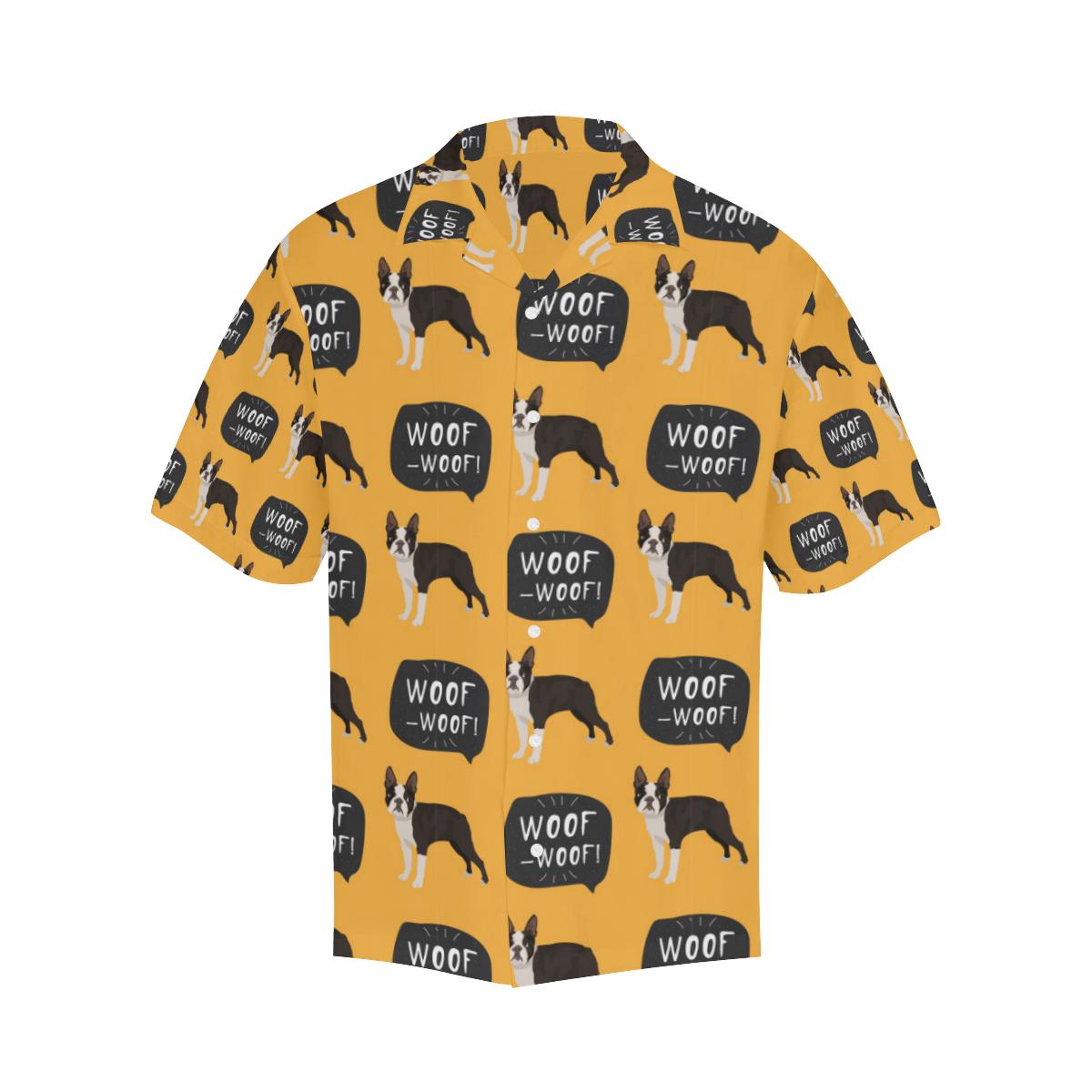 Boston Terrier Design Pattern Mens All Over Print Hawaiian Shirt