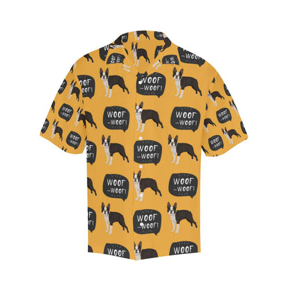 Boston Terrier Design Pattern Mens All Over Print Hawaiian Shirt