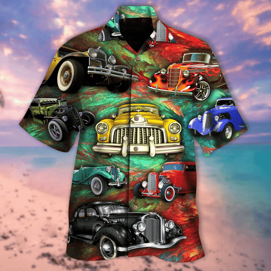 Old Man Ride Hot Rod Hawaiian Aloha Shirt #Va