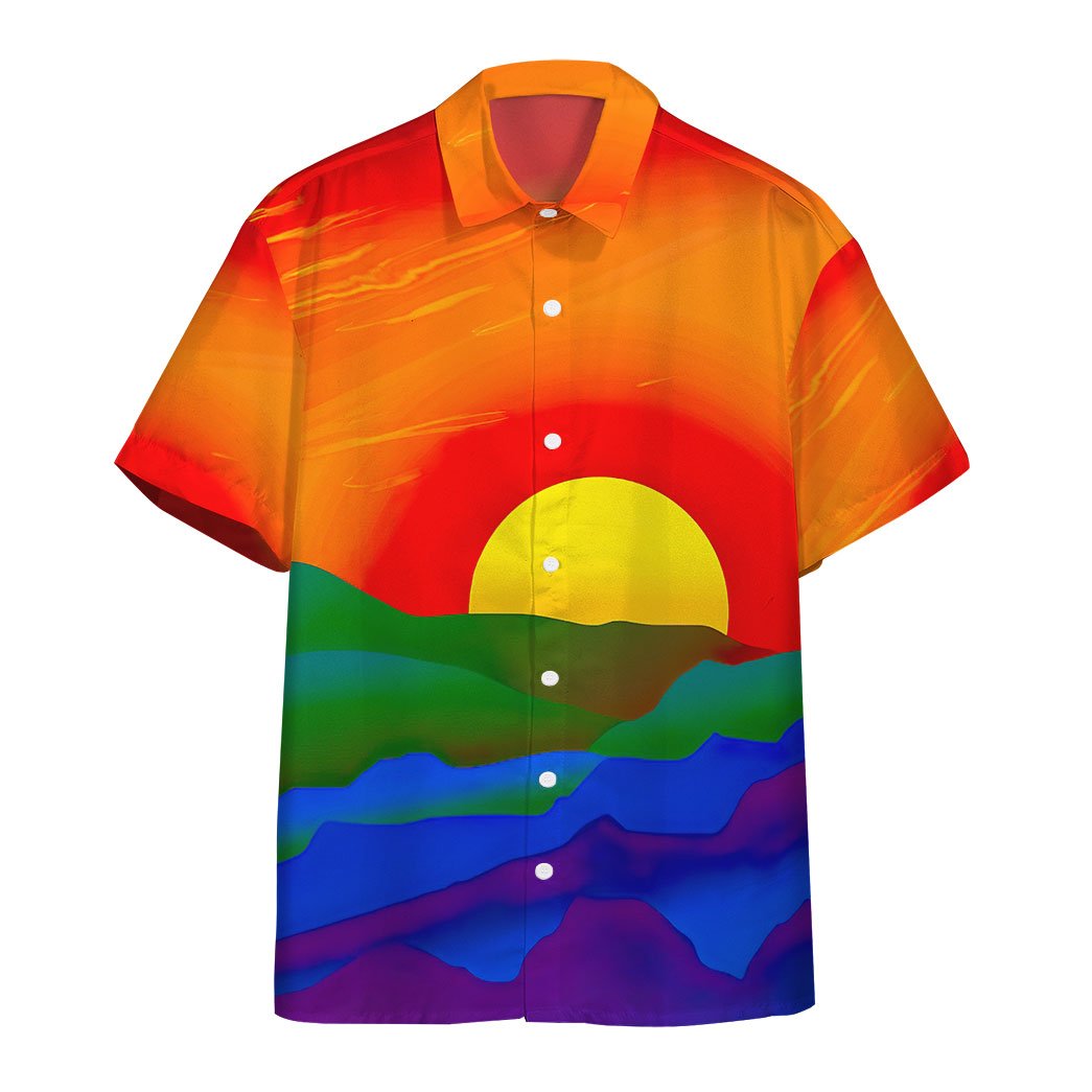  3D Gay Pride Sunrise Custom Hawaii Shirt