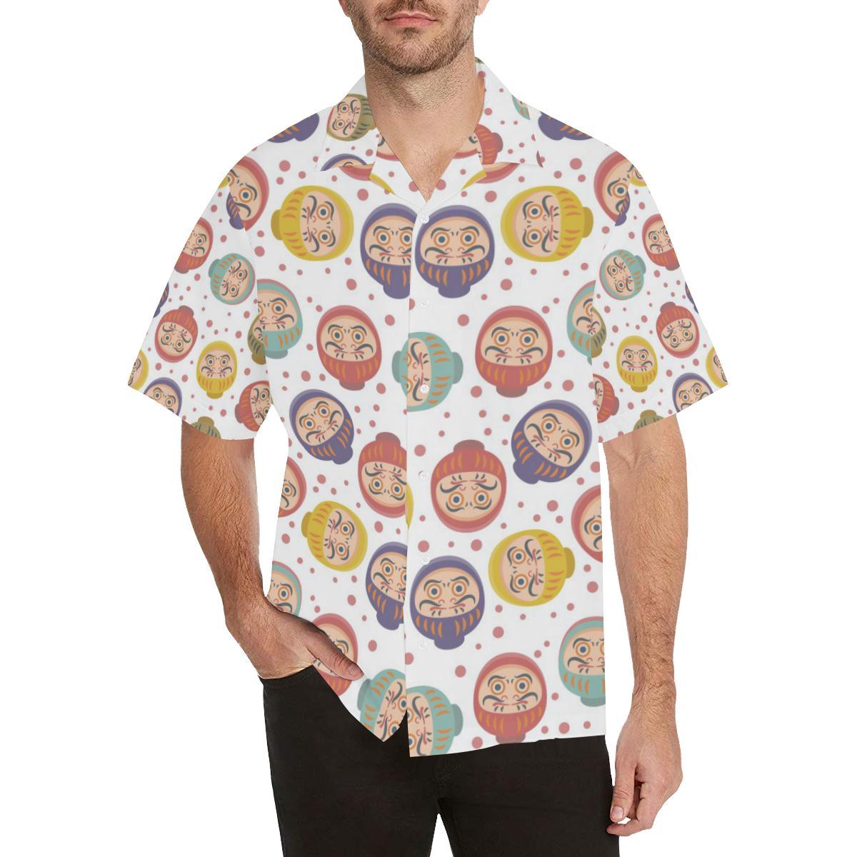 Daruma Dot Pattern Mens All Over Print Hawaiian Shirt