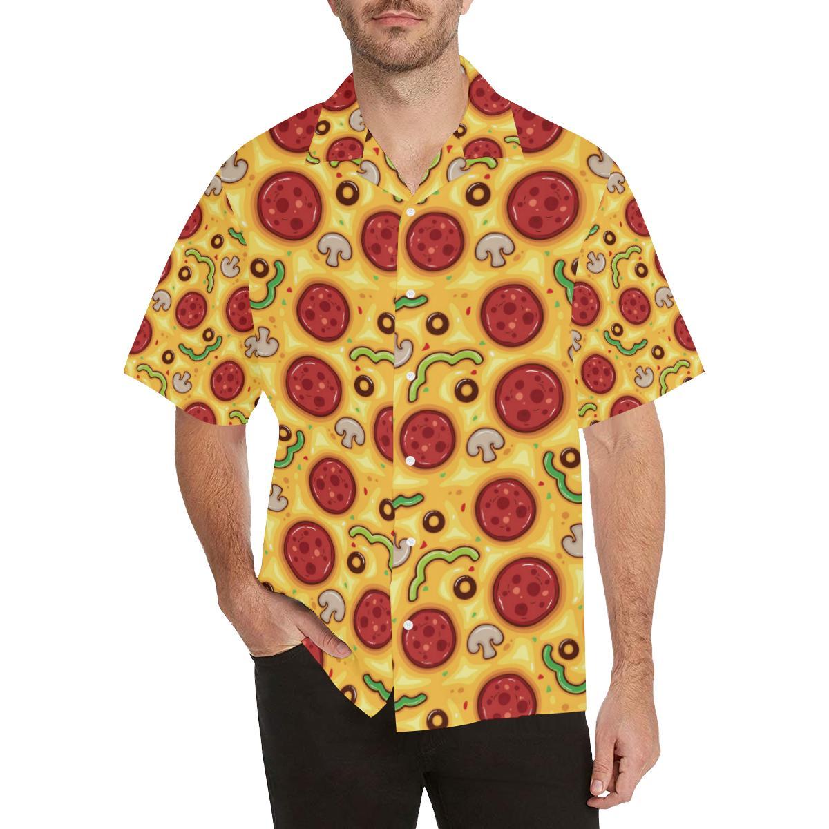 Pizza Texture Pattern Mens All Over Print Hawaiian Shirt