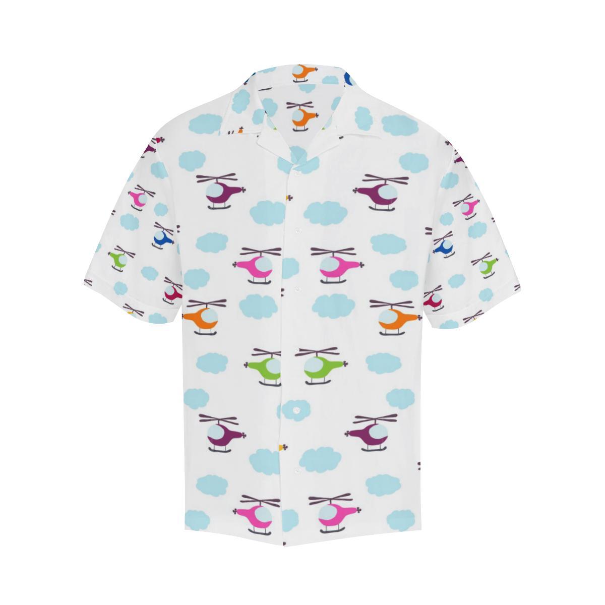 Helicopter Could Pattern Mens All Over Print Hawaiian Shirt