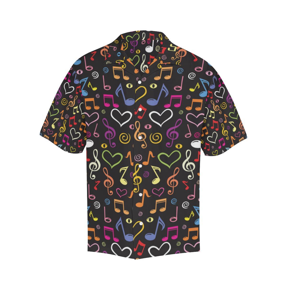 Music Notes Pattern Print Design 02 Mens All Over Hawaiian Shirt