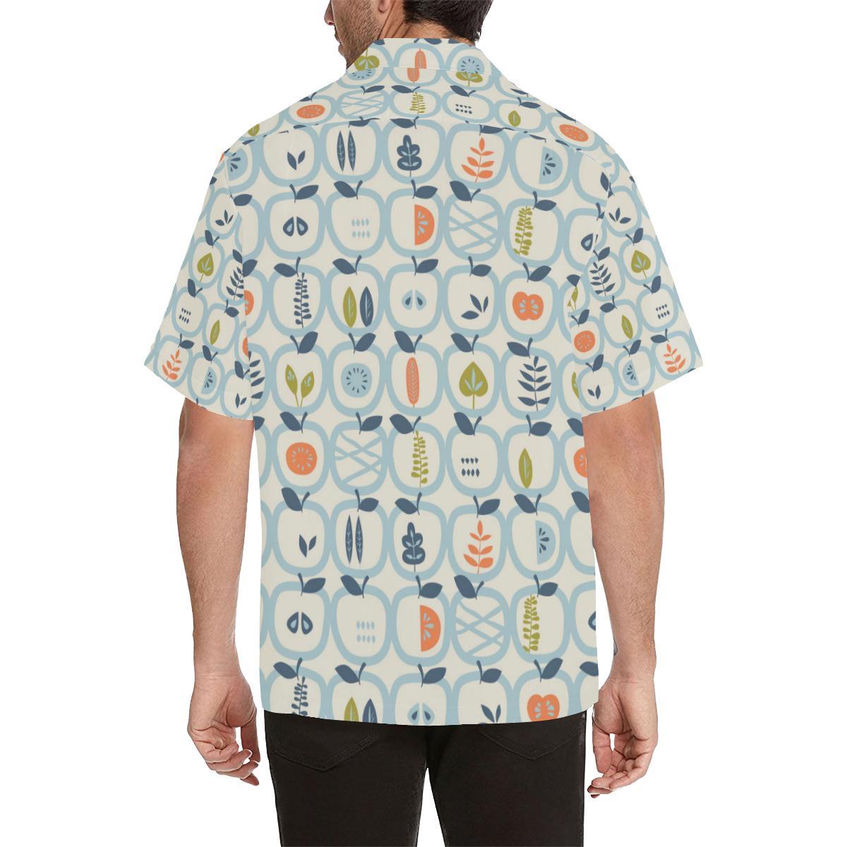 Apples Leaves Pattern Mens All Over Print Hawaiian Shirt