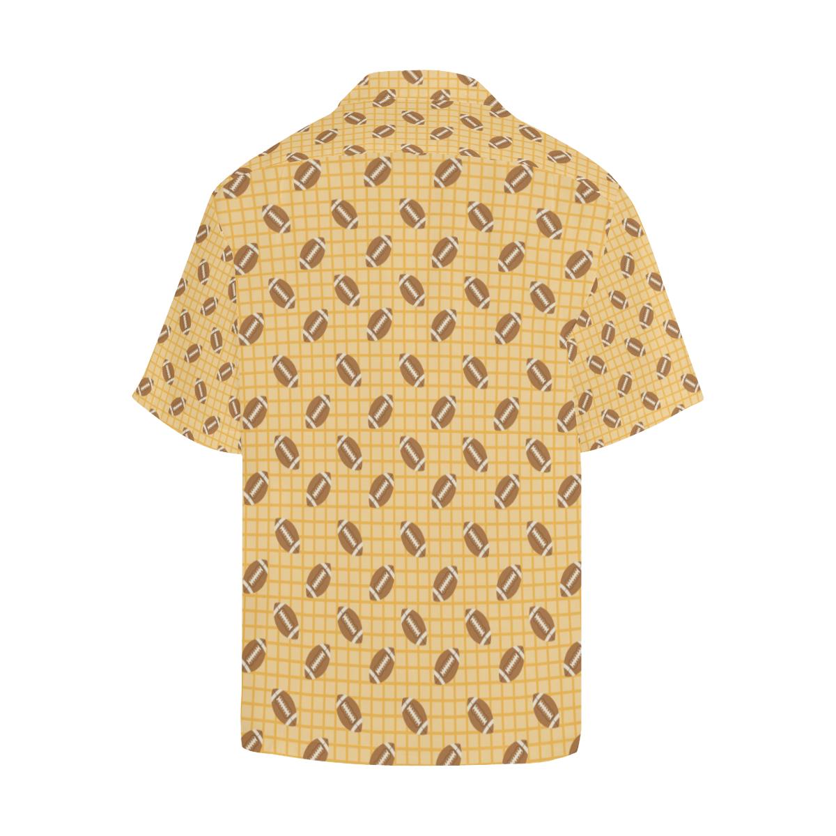 American Football Ball Pattern Yellow Background Mens All Over Print Hawaiian Shirt