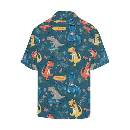 Dinosaur Music Skating Pattern Mens All Over Print Hawaiian Shirt