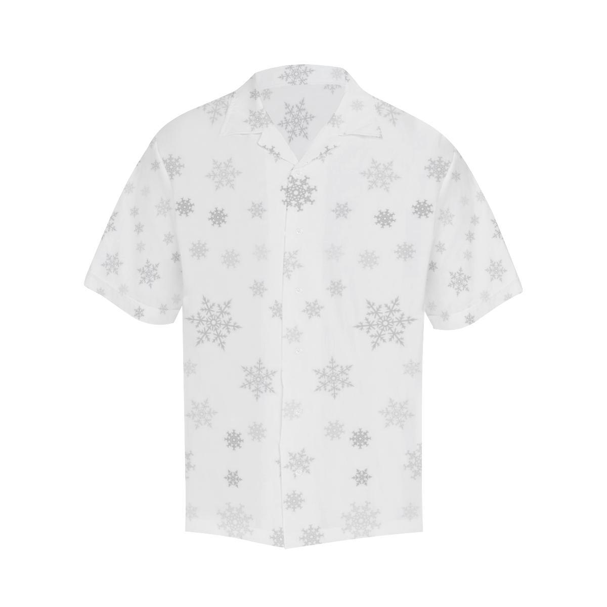 Snowflake Pattern White Background Mens All Over Print Hawaiian Shirt