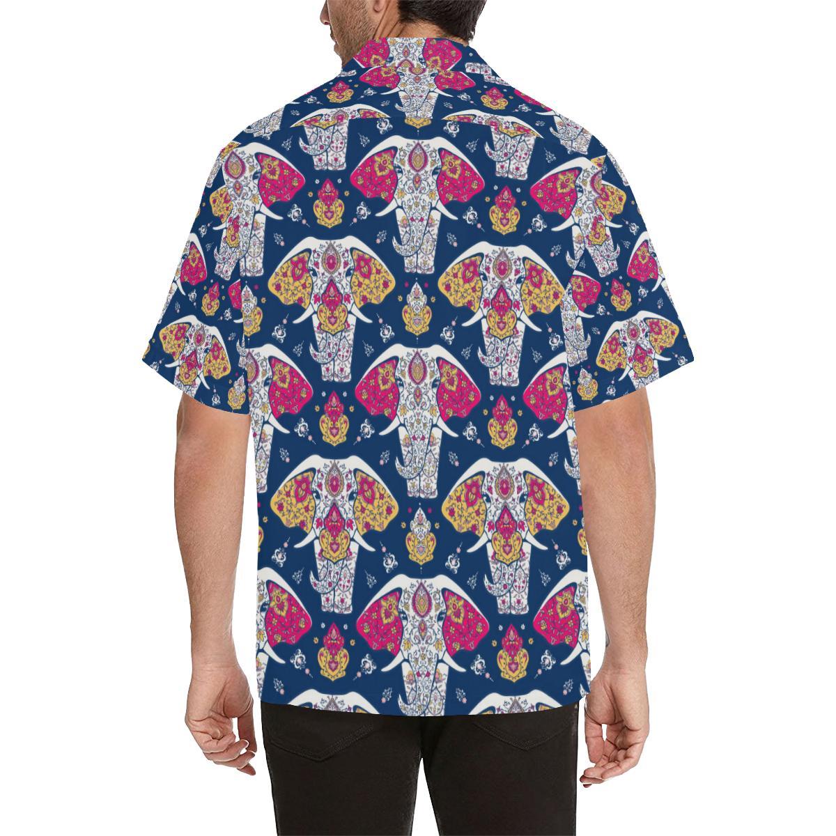 Elephant Pattern Mens All Over Print Hawaiian Shirt