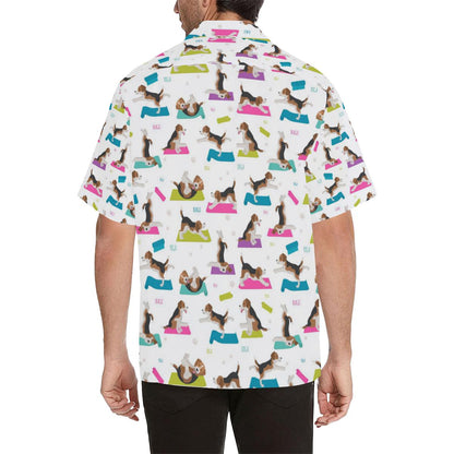 Beagle Yoga Pattern Mens All Over Print Hawaiian Shirt