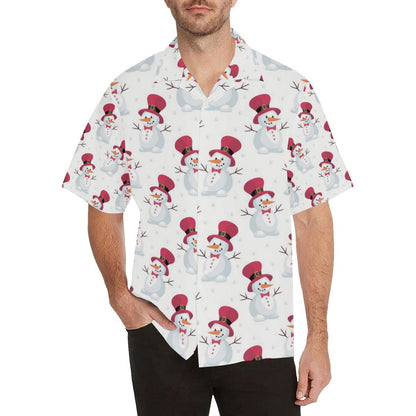 Cute Snowman Pattern Mens All Over Print Hawaiian Shirt