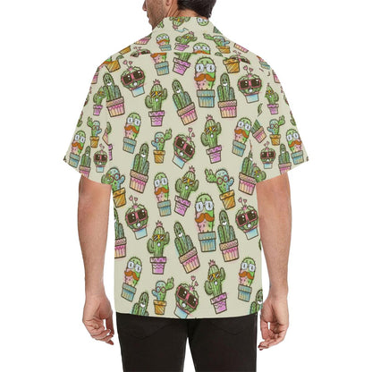 Cute Cactus Pattern Mens All Over Print Hawaiian Shirt