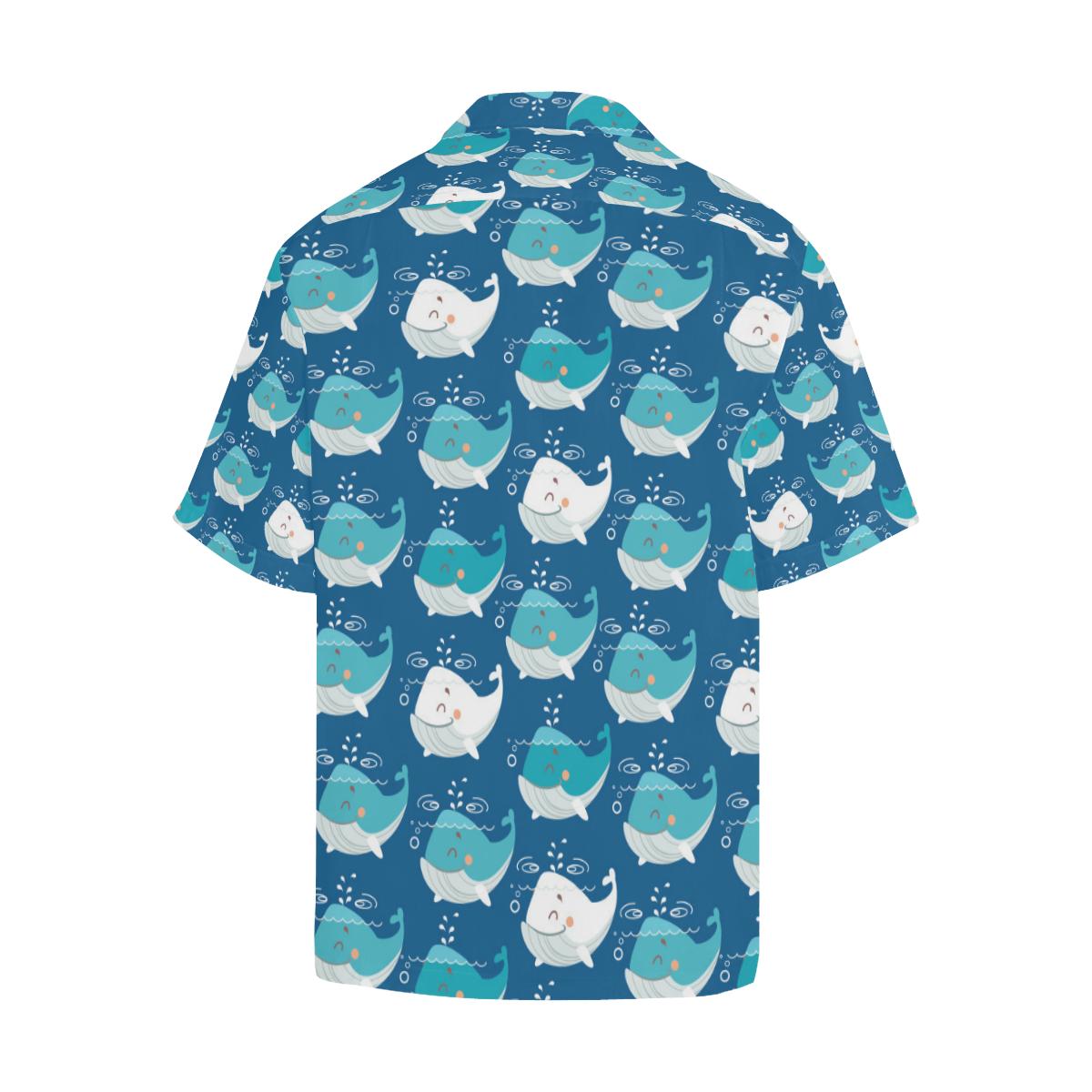 Blue Whale Pattern Print Design Hawaiian Shirt