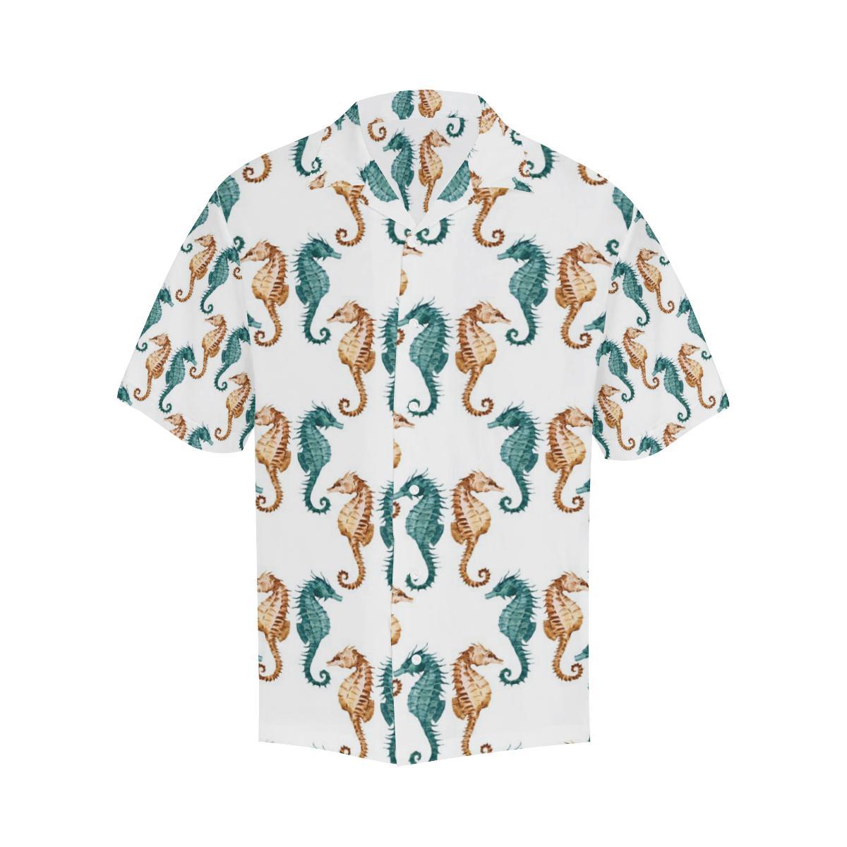 Seahorse Pattern Background Mens All Over Print Hawaiian Shirt