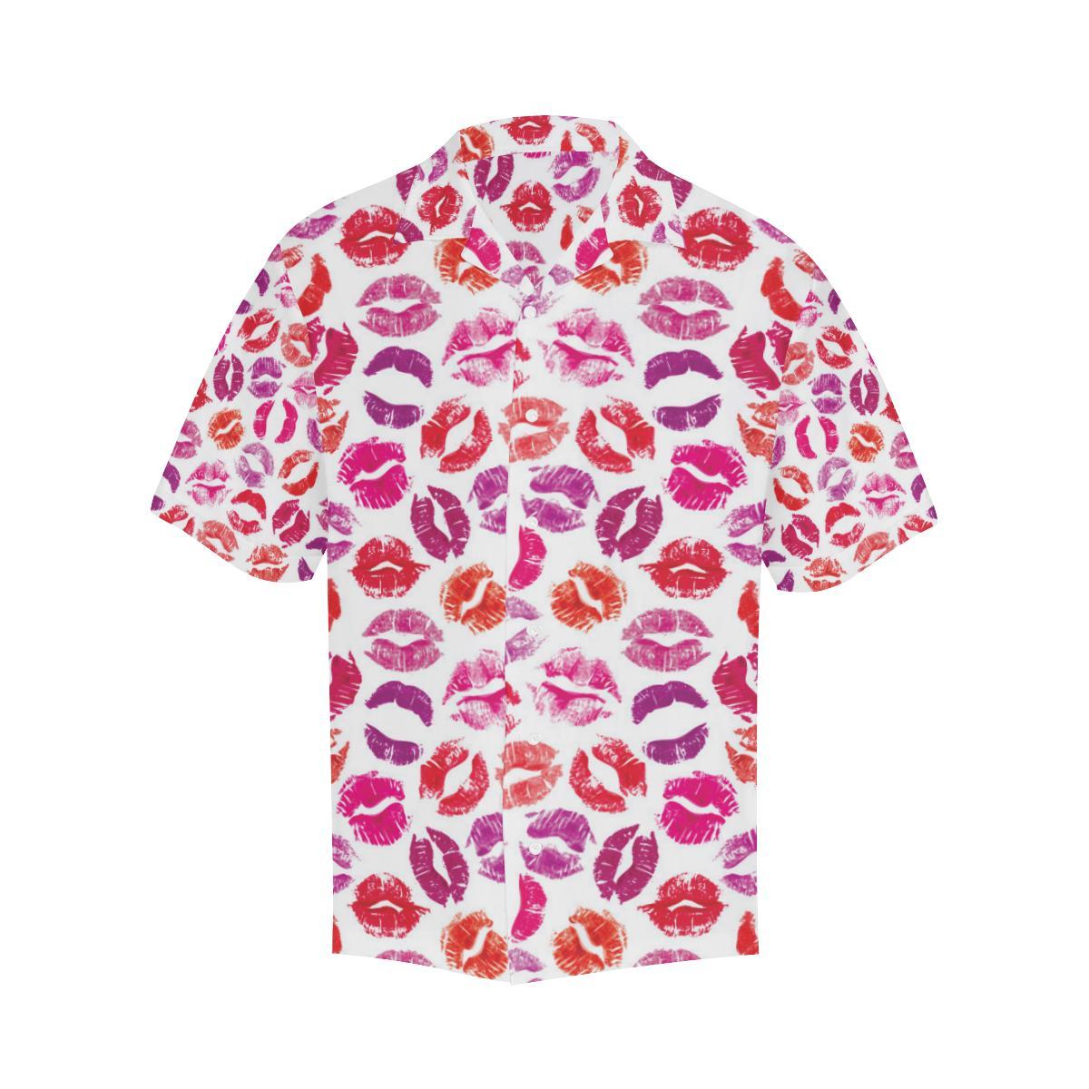 Lips Pattern Print Design 04 Mens All Over Hawaiian Shirt